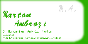 marton ambrozi business card