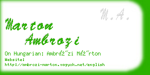 marton ambrozi business card